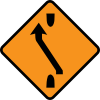 Diamond road sign one-lane crossover back.svg