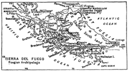 Map of Tierra del Fuego.