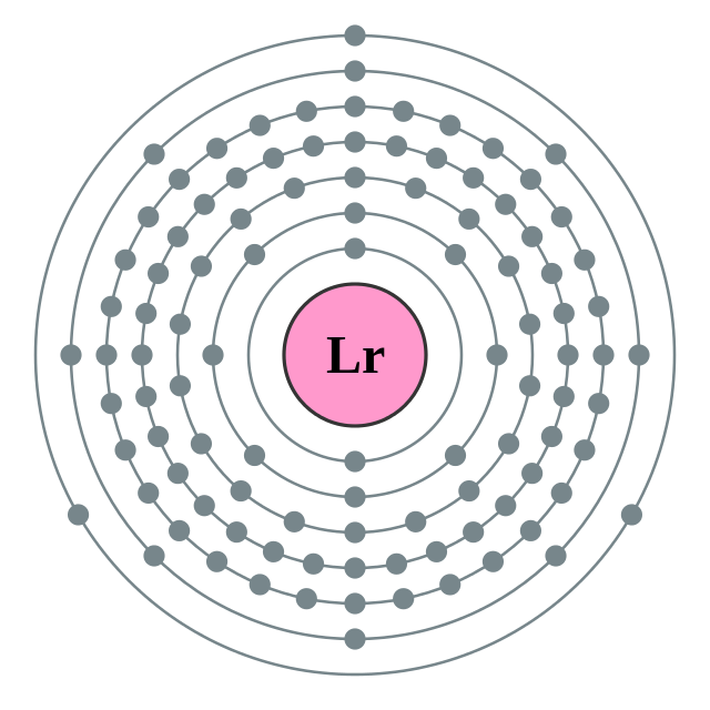 Electron shells of lawrencium (2, 8, 18, 32, 32, 8, 3)