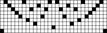 Symmetrical pattern made by the denominators of the Farey sequence, F9. Farey sequence denominators 9.svg