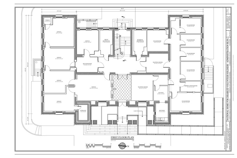 File:First Floor Plan - National Home for Disabled Volunteer Soldiers, Mountain Branch, Administration Building, Lamont and Veterans Way, Johnson City, Washington County, TN HABS TN-254-Y (sheet 2 of 5).tif