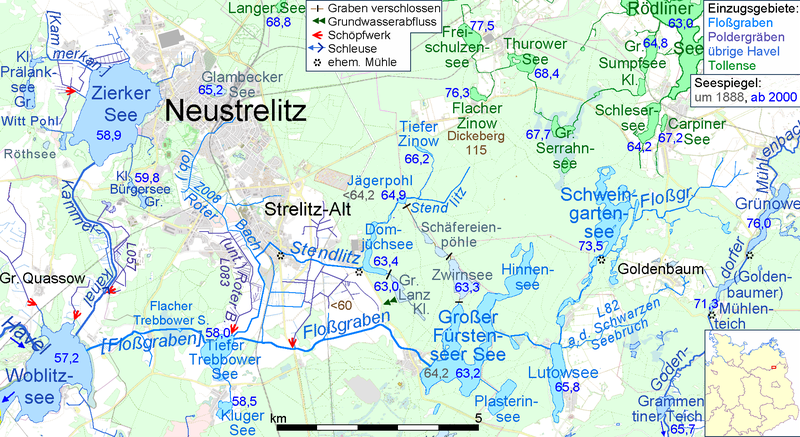 Zierker See og Kammerkanal ved Neustrelitz