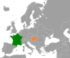 نقشهٔ موقعیت فرانسه و مجارستان.
