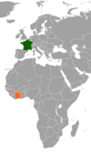 Location map for France and Ivory Coast.