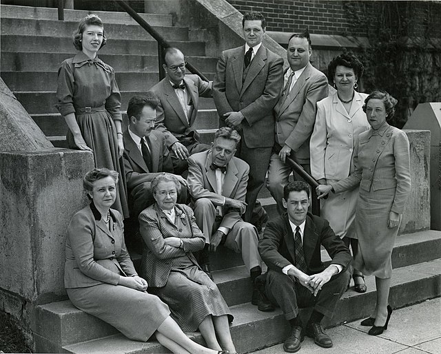 Kinsey (center) with staff of the Institute for Sexual Research, later renamed the Kinsey Institute