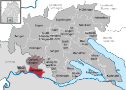Läget för Gailingen am Hochrhein i Landkreis Konstanz