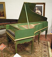 Grand piano by Louis Bas of Villeneuve-lès-Avignon, 1781. Earliest French grand piano known to survive; includes an inverted wrestplank and action derived from the work of Bartolomeo Cristofori (ca. 1700) with ornately decorated soundboard.