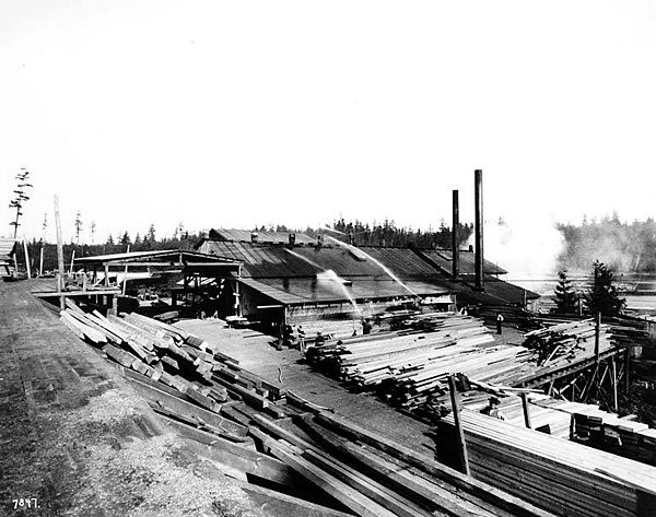 A shingle mill on Lake Ballinger, pictured in 1907