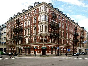 Kvarteret Guldfisken, Kommendörsgatan 59 / Nybrogatan, arkitekt Johan Laurentz (1890).