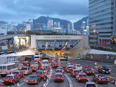 The entrance of the Cross-Harbour Tunnel, which is part of Route 1, in Hung Hom, Kowloon.