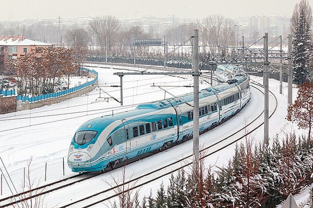 A TCDD HT80000 (Siemens Velaro TR) high-speed train (YHT) in Ankara