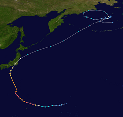 強烈颱風哈吉貝的路徑圖