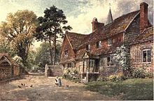 1906 painting by Harry Sutton Palmer of the end of Church Lane