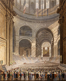 The Anniversary Meeting of the Charity Children in the Cathedral of St. Paul, 1826 Havell, Robert (junior) - watercolour - The Anniversary Meeting of the Charity Children in the Cathedral of St. Paul - Google Art Project.jpg