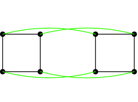 Construction of Q3 by connecting pairs of corresponding vertices in two copies of Q2