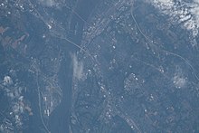 Harrisburg and vicinity, taken from the International Space Station on July 6, 2022; north is oriented towards the right. ISS067-E-184243 Harrisburg, Pennsylvania.jpg