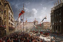 Einzug von König Vittorio Emanuele II. in Turin 1861 (Gemälde des Schweizer Künstlers Carlo Bossoli von 1866)