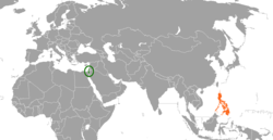 İsrail ve Filipinler konumlarını gösteren harita