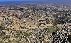 The cartography of Jerusalem prior to modern surveying techniques is focused only on the Old City, shown here. The expansion of the city from the mid-nineteenth century coincided with the production of the first modern map (see the Ordnance Survey map in the list below). JERUSALEM THE OLD CITY & THE TEMPLE MOUNT.JPG