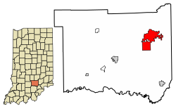 Location of Seymour in Jackson County, Indiana.