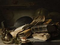 Hollandske Vanitas Stilleben med bøger af Jan Lievens