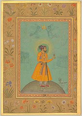 Mughal Emperor Shah Jahan standing on a globe (CBL In 07A.16)