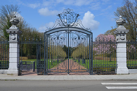 entrance gate of the park Bivort in Jumet, Charleroi, Belgium