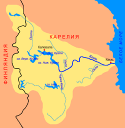 Карта на водосборния басейн на река Кем