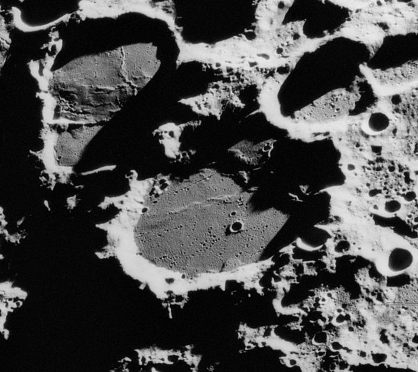 View from Apollo 15, with Kugler U in upper right and Kugler N in upper left. Kugler crater AS15-M-2753.jpg