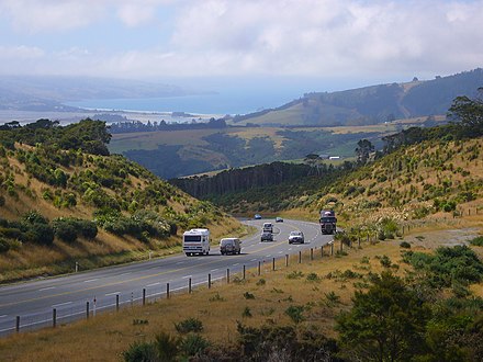 The Dunedin Northern Motorway, a typical non-freeway-type motorway in New Zealand