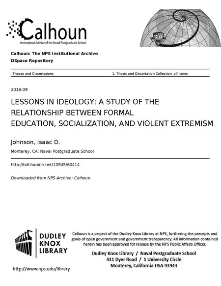 ไฟล์:LESSONS IN IDEOLOGY- A STUDY OF THE RELATIONSHIP BETWEEN FORMAL EDUCATION, SOCIALIZATION, AND VIOLENT EXTREMISM (IA lessonsinideolog1094560414).pdf