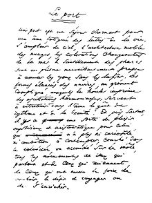 texte manuscrit d'une page titré Le Port