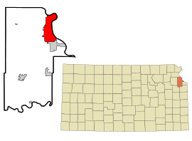 Leavenworth County Kansas Incorporated and Unincorporated areas Leavenworth Highlighted.svg