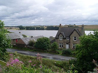 Wester Gadloch Farm with the Gadloch behind it, viewed from the direction of the railway bridge Loch Farm and Gadloch - geograph.org.uk - 1476139.jpg