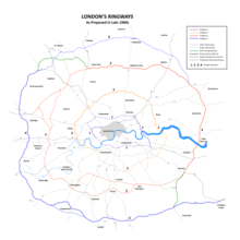 The planned London Ringways. London Ringways Plan.png