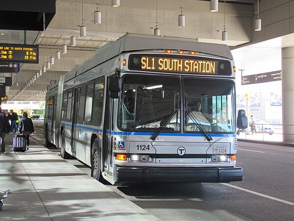 An SL1 bus at Logan Airport Terminal E