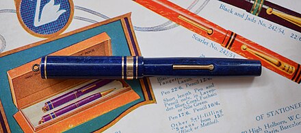 Lever filler pen made of celluloid by Mabie Todd & Co. New York (1927)