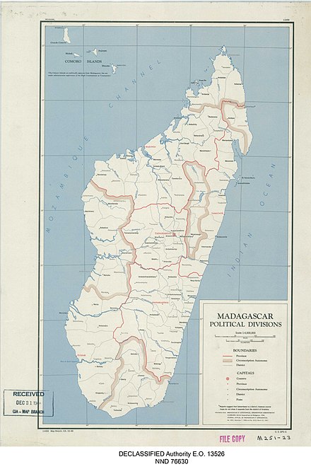 Political divisions of French Madagascar, 1948.