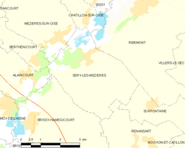 Mapa obce Séry-lès-Mézières