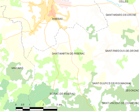 Mapa obce Saint-Martin-de-Ribérac
