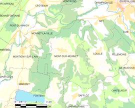 Mapa obce Mont-sur-Monnet