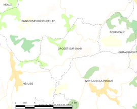 Mapa obce Croizet-sur-Gand