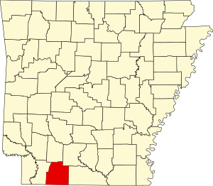 Mapa de Arkansas com destaque para o Condado de Columbia