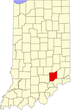 Map of Jennings County within Indiana