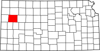 Округ Логан на мапі штату Канзас highlighting