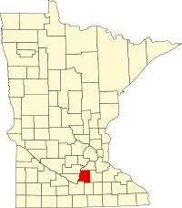 Map of Minnesota highlighting Le Sueur County.svg
