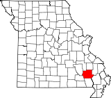 Map of Missouri highlighting Wayne County.svg