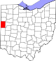 Localização do Map of Ohio highlighting Mercer County