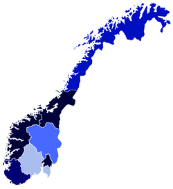 Map of the Norwegian regions by Human Development Index in 2019 Legend:
.mw-parser-output .legend{page-break-inside:avoid;break-inside:avoid-column}.mw-parser-output .legend-color{display:inline-block;min-width:1.25em;height:1.25em;line-height:1.25;margin:1px 0;text-align:center;border:1px solid black;background-color:transparent;color:black}.mw-parser-output .legend-text{}
> 0.950
0.950 - 0.940
0.940 - 0.930
0.930 - 0.920
< 0.920 Map of the Norwegian regions by Human Development Index in 2019.png