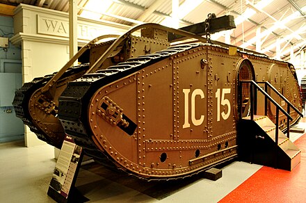 Mark IX tank, the first Armoured Personnel Carrier at the Tank Museum, Bovington